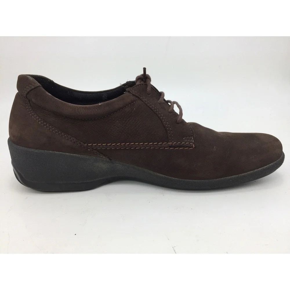ECCO Women's Brown Suede Wedge Casual Lace Up Walking Shoes Size EU 39/US‎ 8-8.5